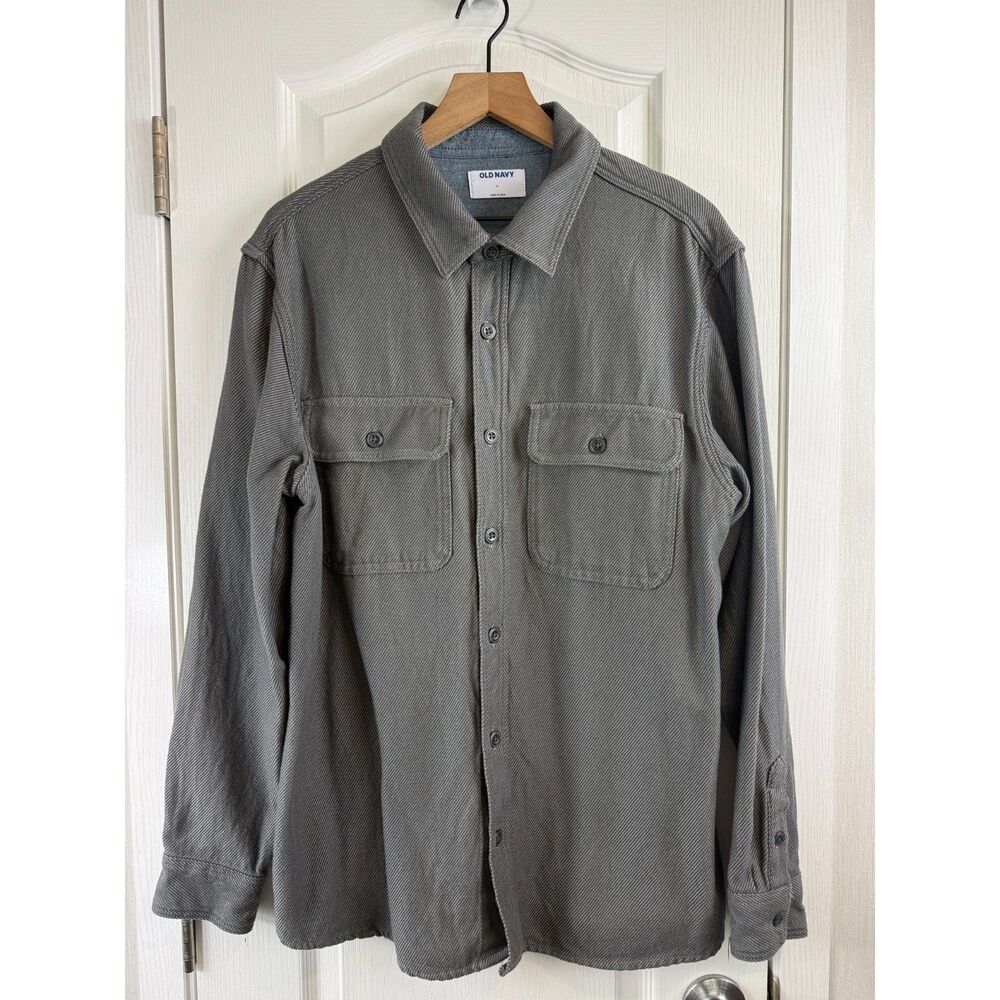 Old Navy Men's Heavyweight Clayton Twill Shirt Jacket Large Greystone Gray